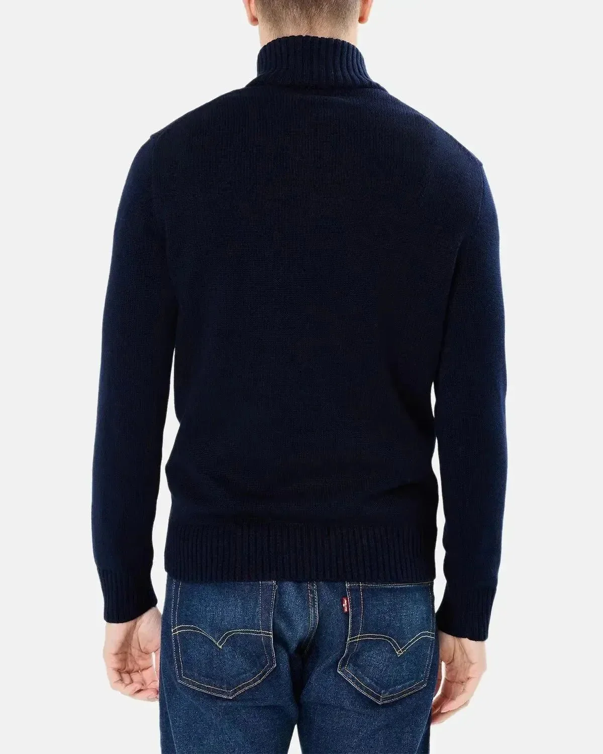 RALPH LAUREN COTTON 1/4 ZIP JUMPER HUNTER NAVY - Image 3