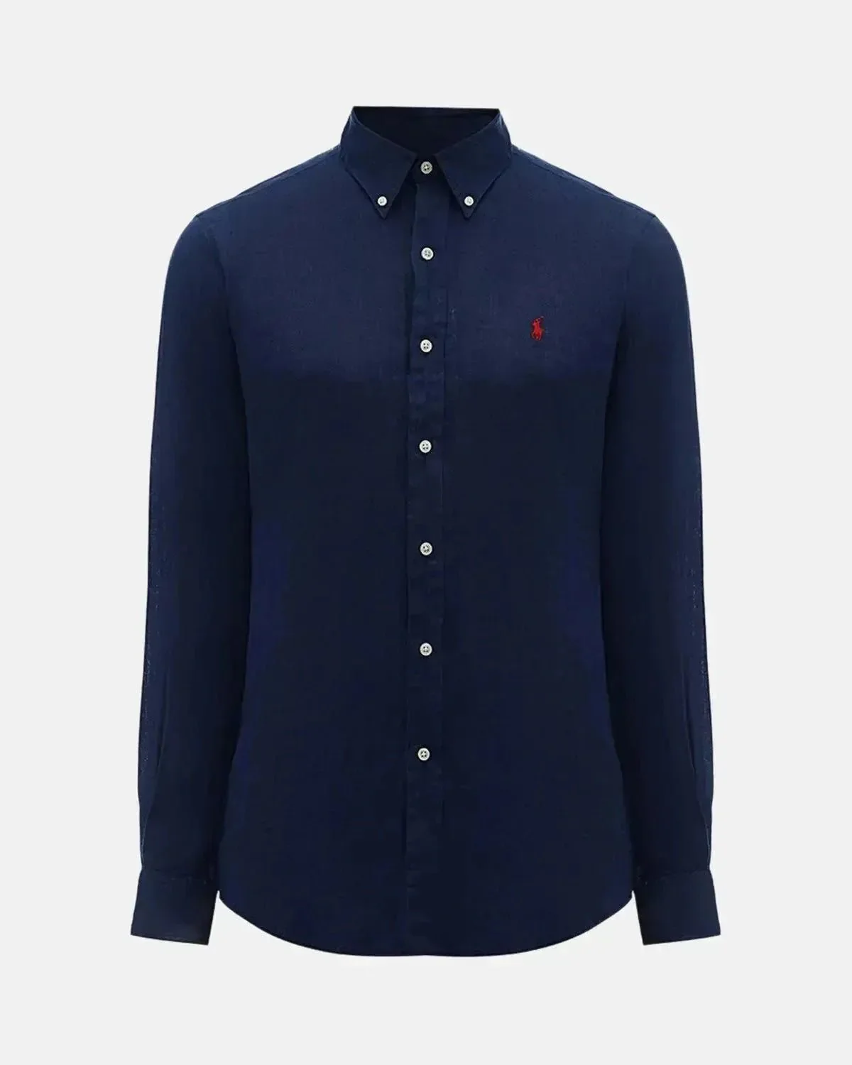 RALPH LAUREN CUSTOM FIT LINEN SHIRT NEWPORT NAVY
