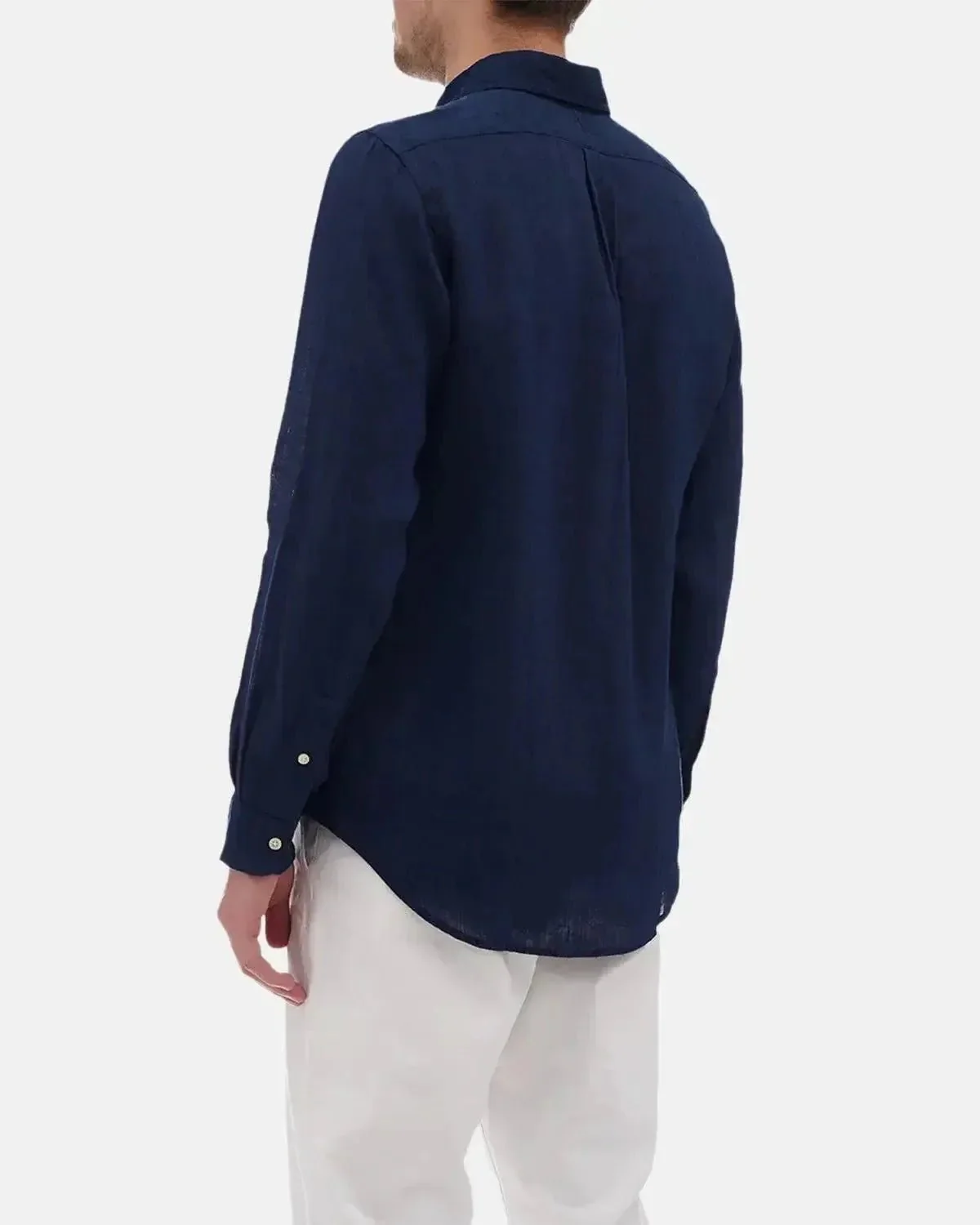 RALPH LAUREN CUSTOM FIT LINEN SHIRT NEWPORT NAVY - Image 3