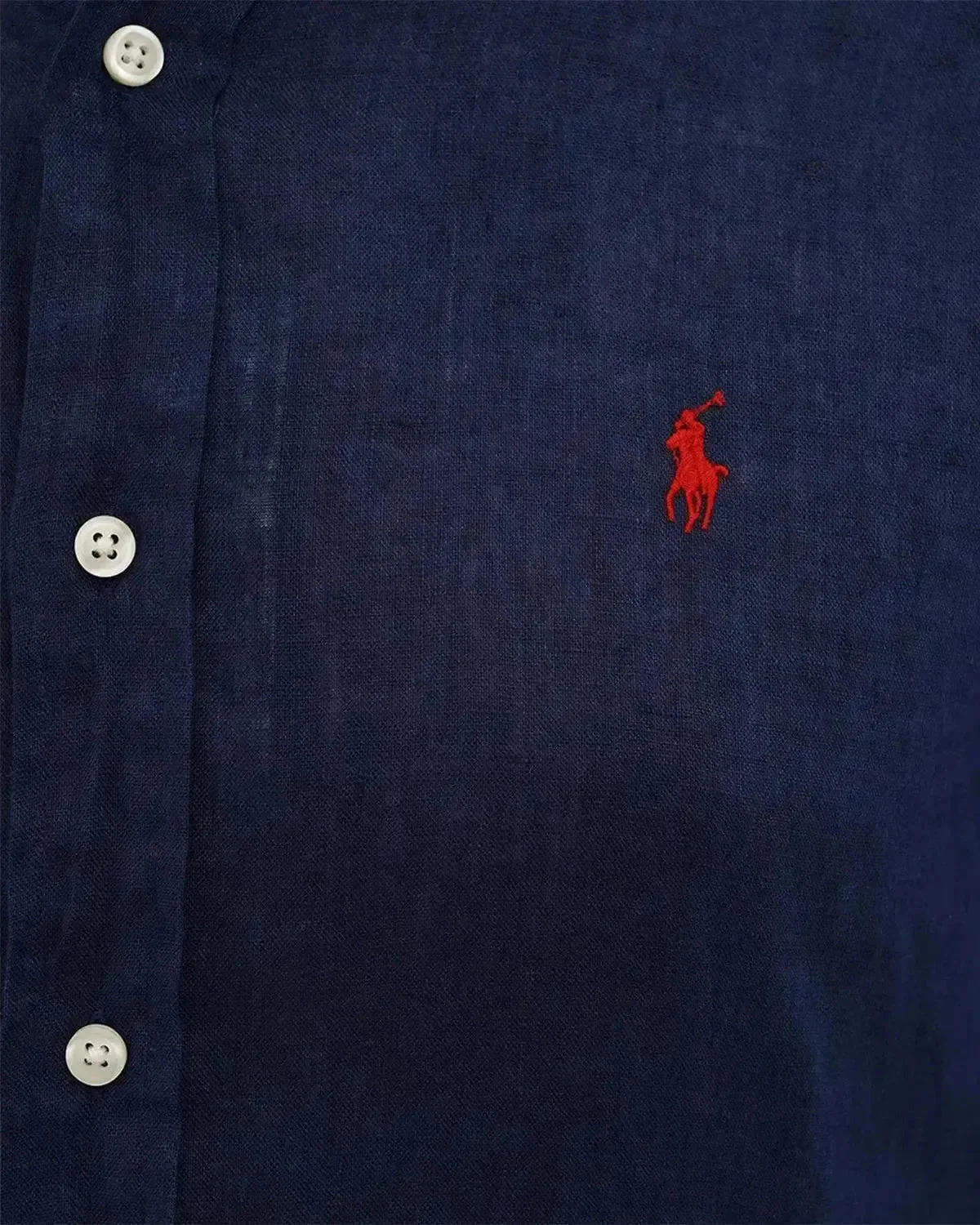 RALPH LAUREN CUSTOM FIT LINEN SHIRT NEWPORT NAVY - Image 5