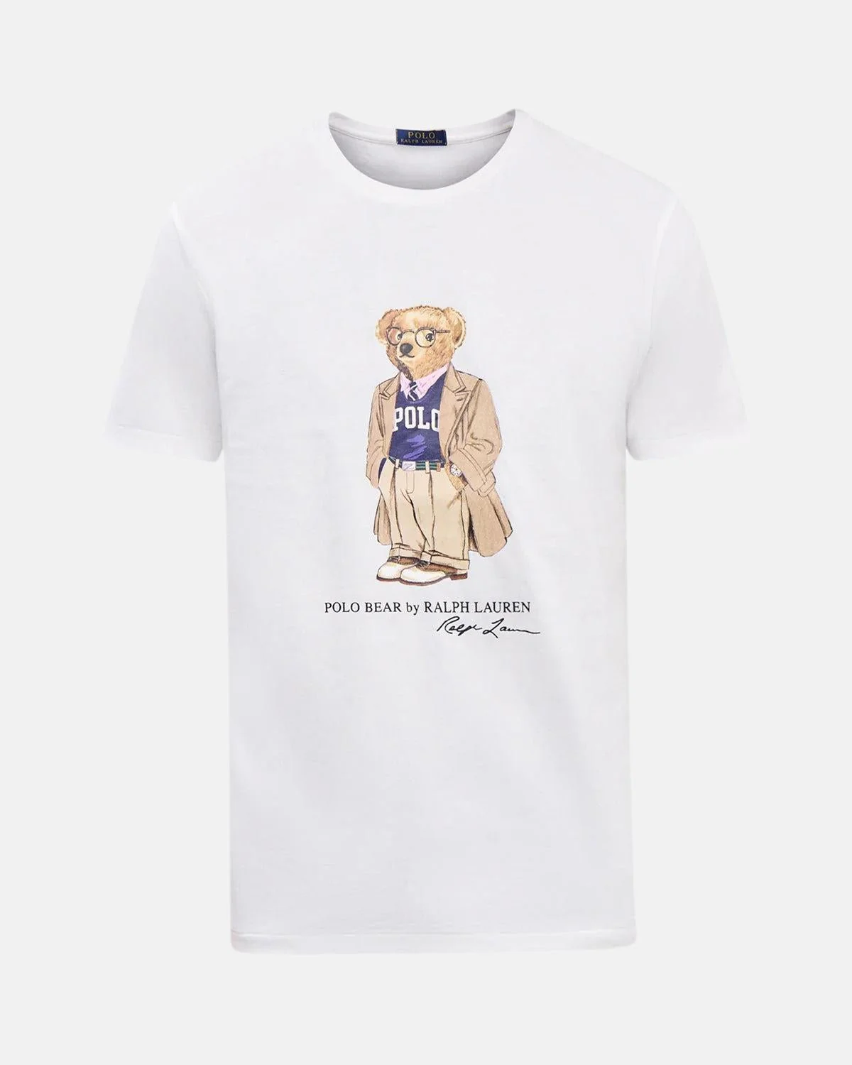 RALPH LAUREN CUSTOM SLIM FIT BEAR JERSEY T-SHIRT WHITE
