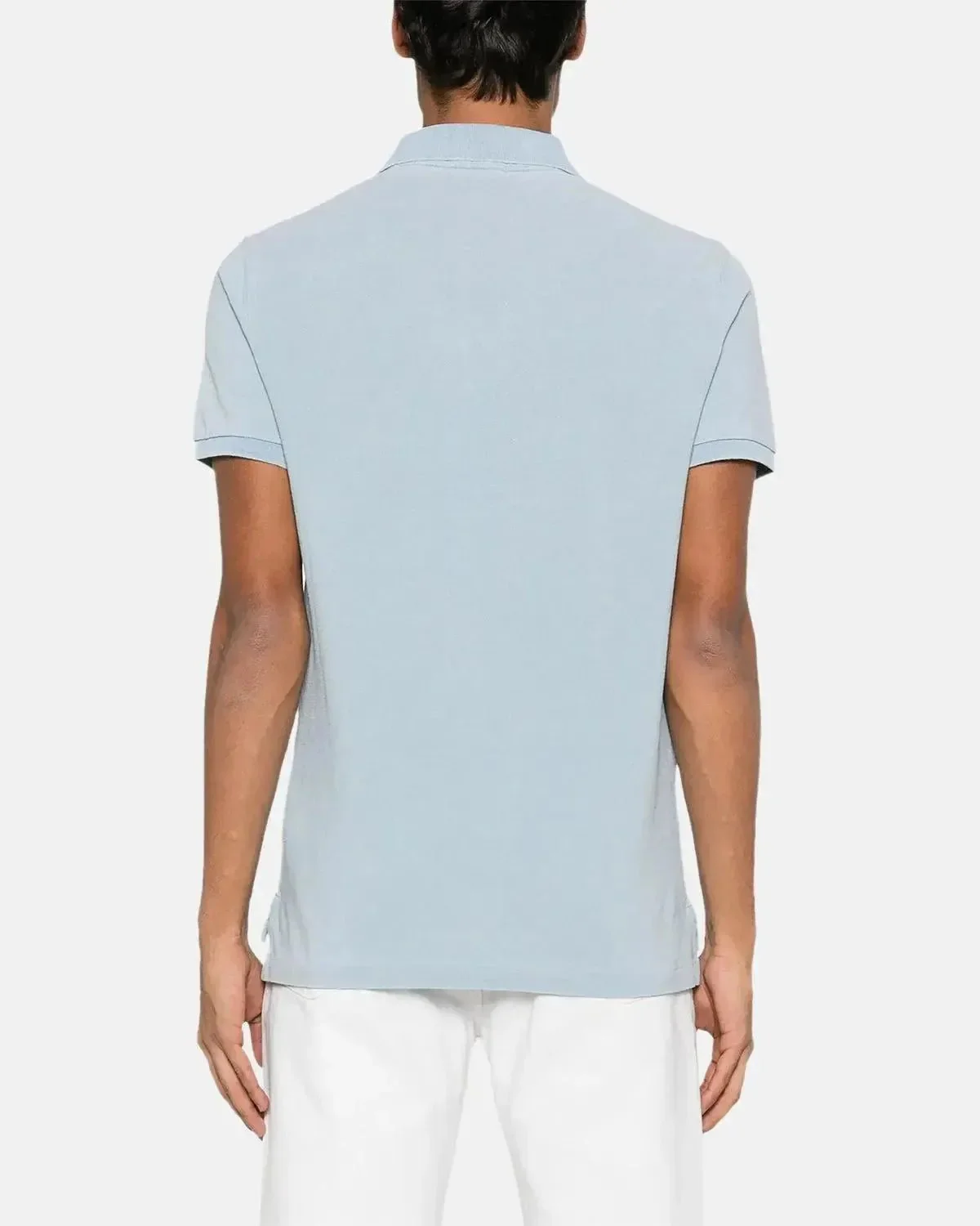 RALPH LAUREN MENS CUSTOM SLIM FIT INDIGO MESH POLO SHIRT LIGHT INDIGO - Image 3