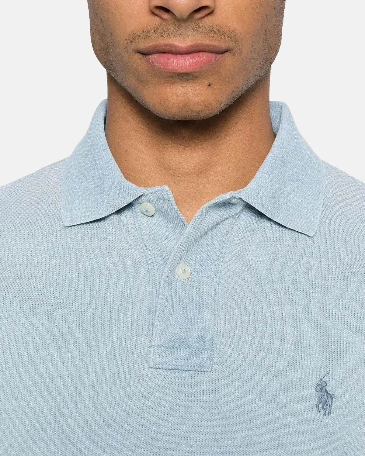 RALPH LAUREN MENS CUSTOM SLIM FIT INDIGO MESH POLO SHIRT LIGHT INDIGO - Image 5