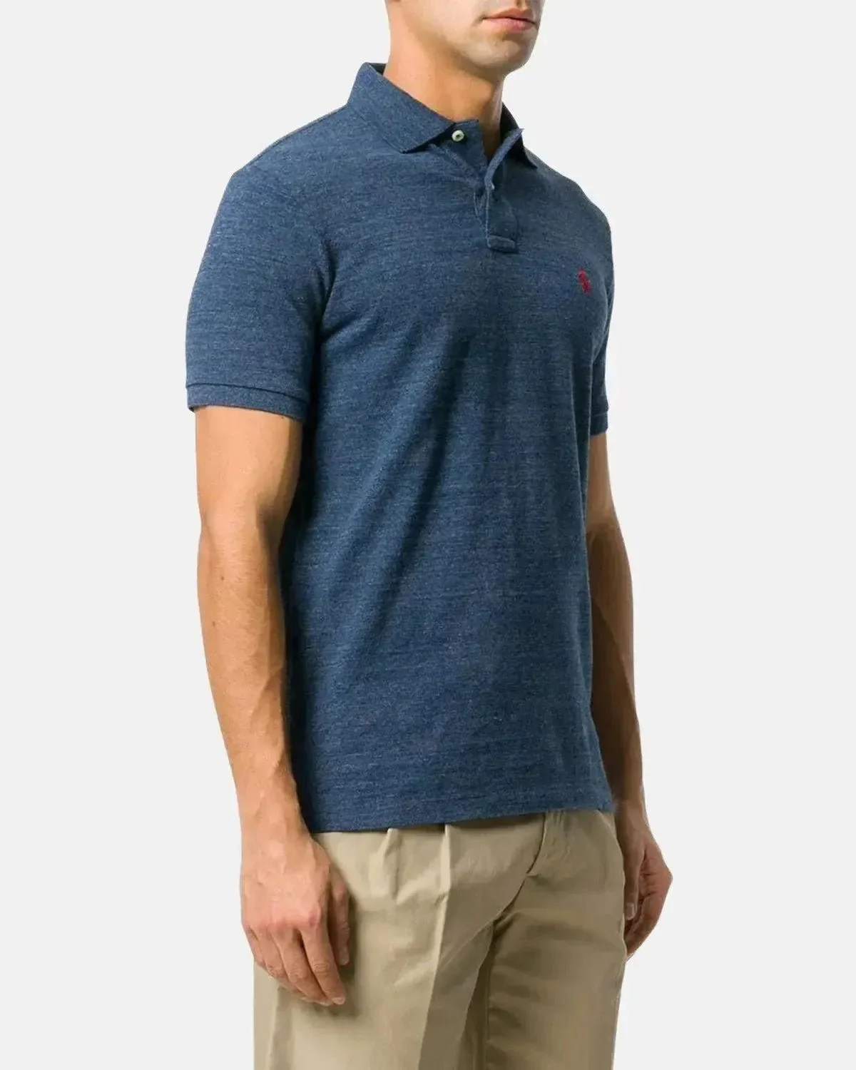 RALPH LAUREN CUSTOM SLIM FIT MESH POLO SHIRT ROYAL HEATHER BLUE - Image 2
