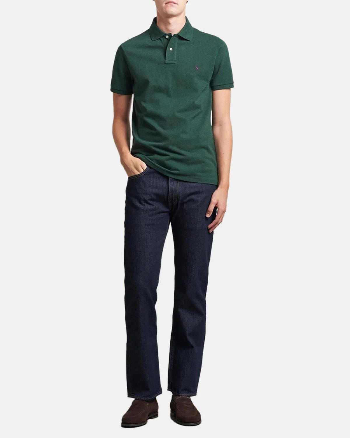 RALPH LAUREN CUSTOM SLIM FIT MESH POLO SHIRT SCOTCH PINE HEATHER - Image 4