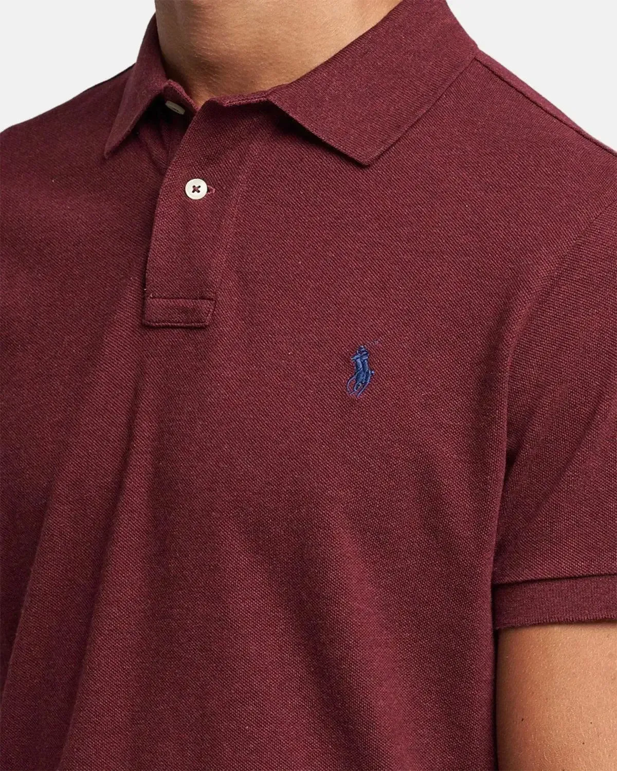 RALPH LAUREN MENS CUSTOM SLIM FIT MESH POLO SHIRT SPRING WINE HEATHER - Image 5