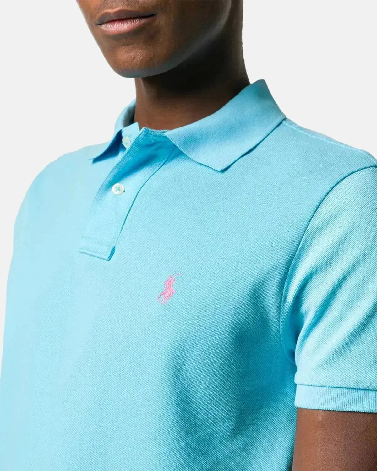 RALPH LAUREN CUSTOM SLIM FIT MESH POLO SHIRT TURQUOISE NOVA - Image 5