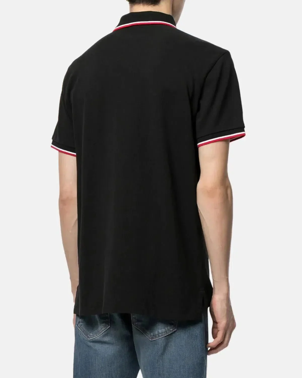RALPH LAUREN CUSTOM SLIM FIT MESH TIPPED POLO SHIRT BLACK - Image 3