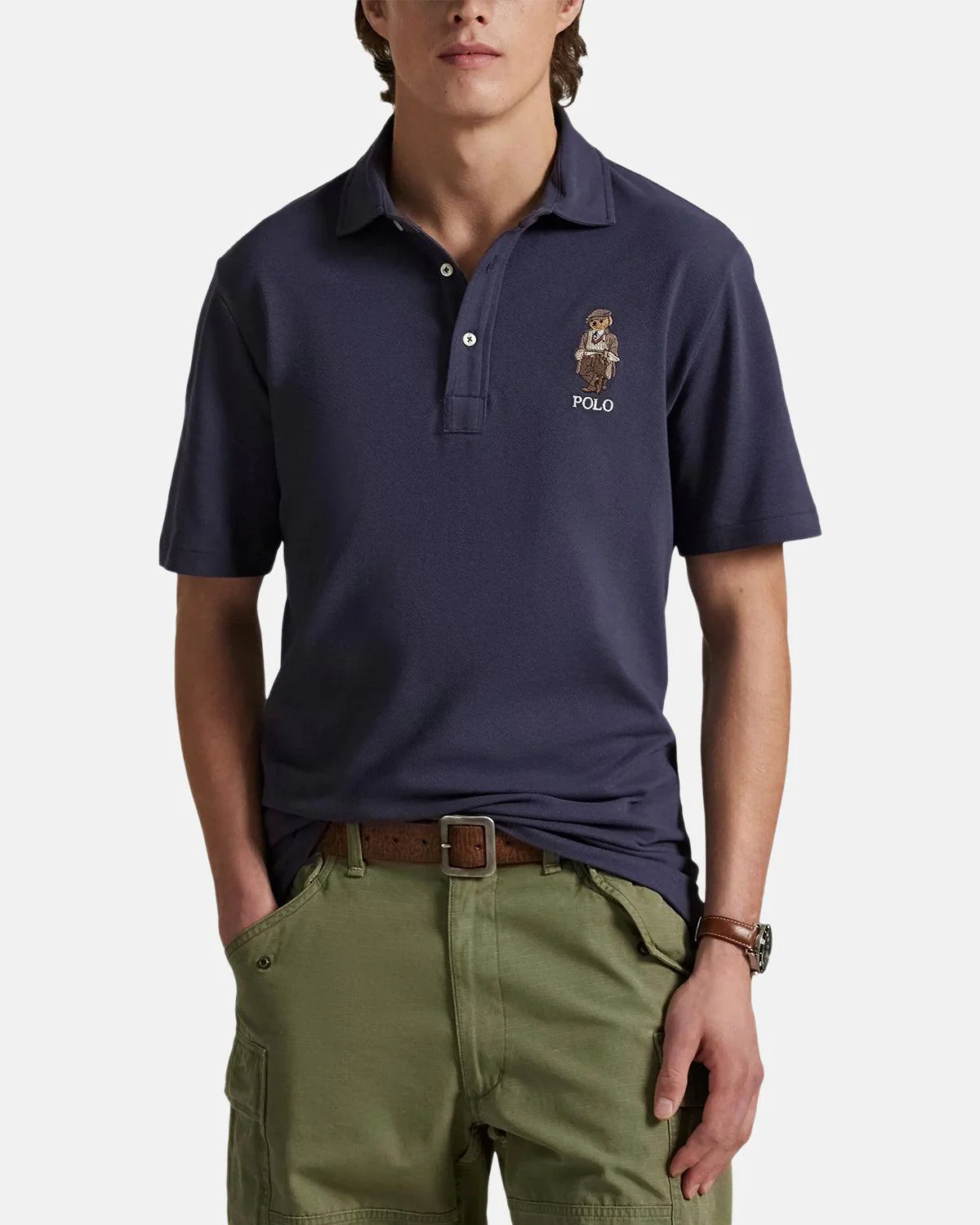 RALPH LAUREN CUSTOM SLIM FIT POLO BEAR POLO SHIRT FADED BLUE HRTG BEAR - Image 2