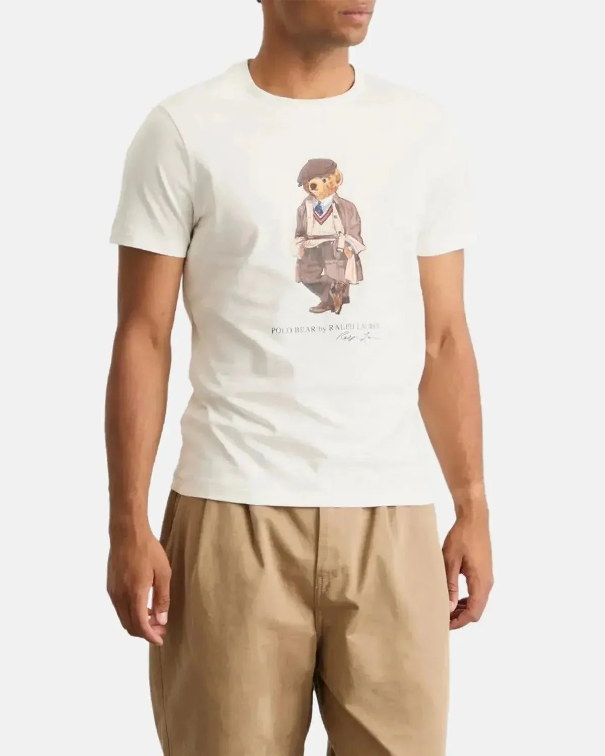 RALPH LAUREN MENS CUSTOM SLIM FIT POLO BEAR T-SHIRT DECKWASH WHITE HRTG - Image 2