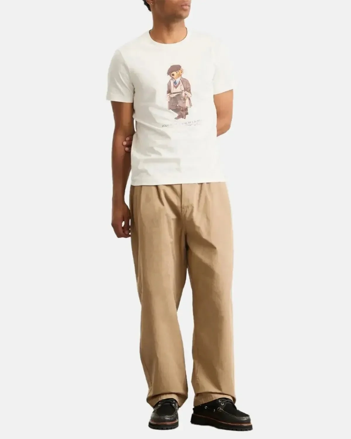 RALPH LAUREN MENS CUSTOM SLIM FIT POLO BEAR T-SHIRT DECKWASH WHITE HRTG - Image 4