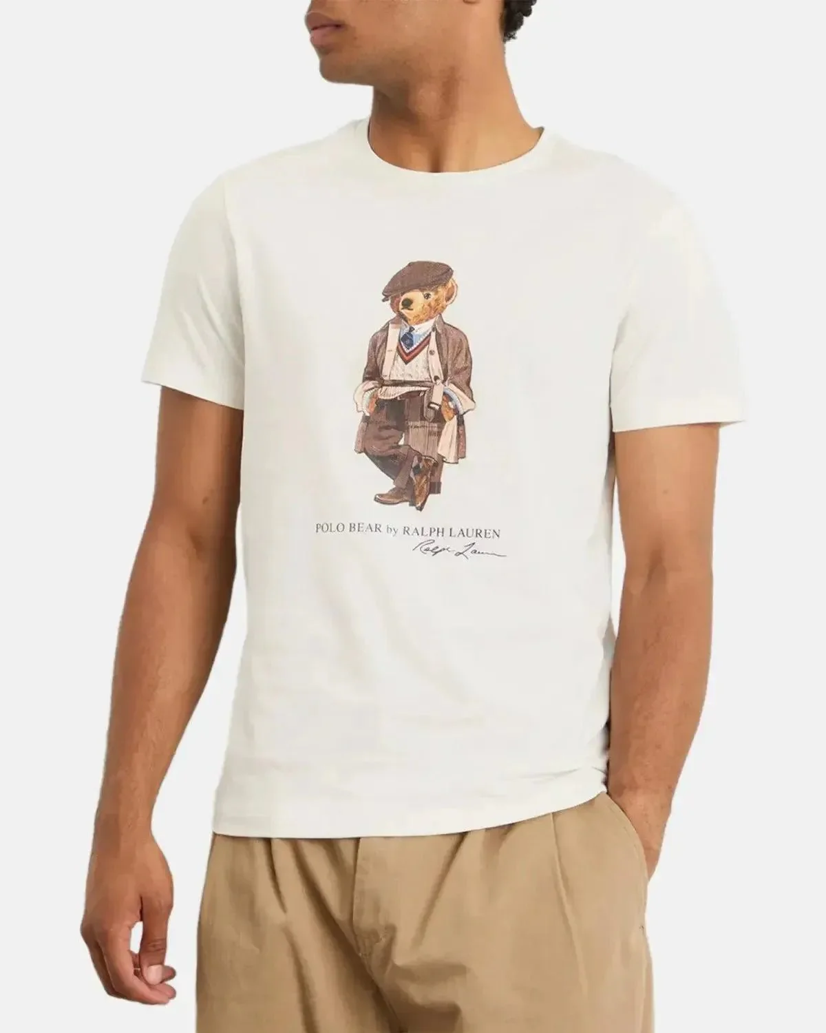 RALPH LAUREN MENS CUSTOM SLIM FIT POLO BEAR T-SHIRT DECKWASH WHITE HRTG - Image 5