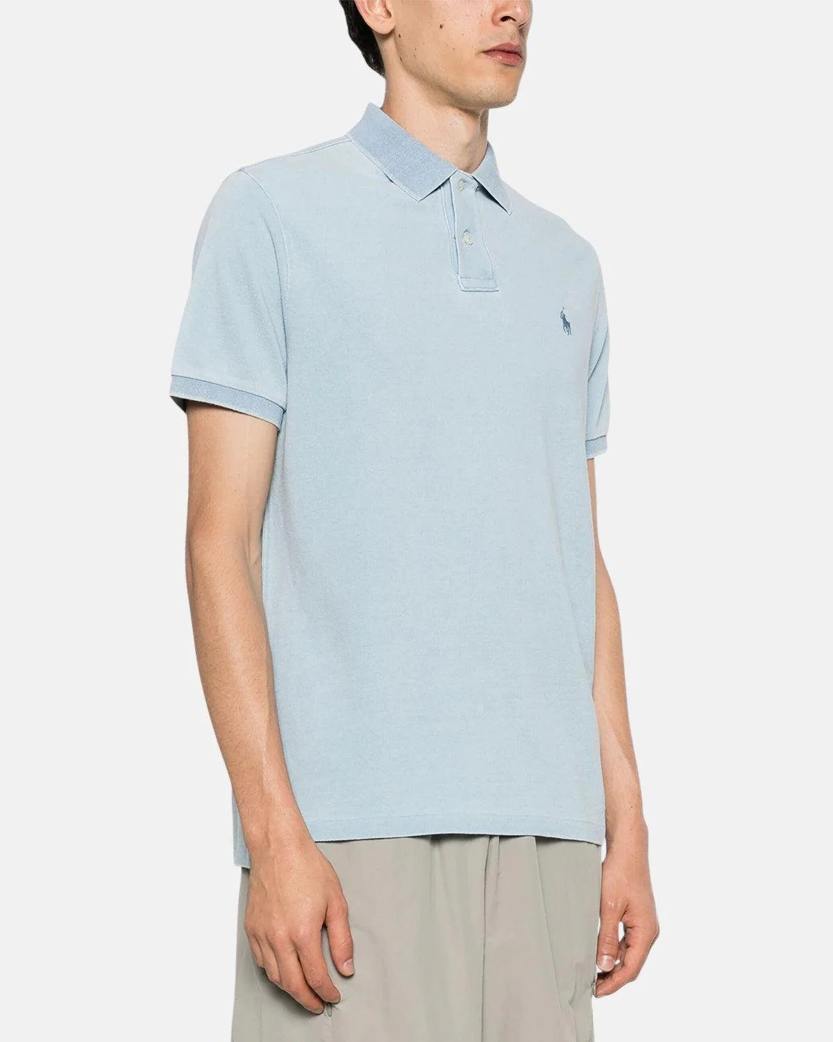 RALPH LAUREN CUSTOM SLIM FIT POLO SHIRT LIGHT INDIGO - Image 3