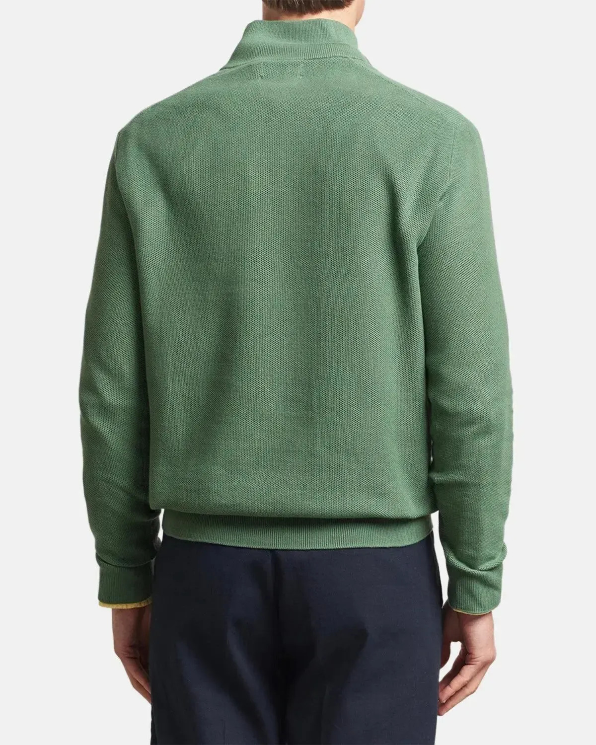 RALPH LAUREN MENS MESH KNIT COTTON 1/4 ZIP JUMPER FATIGUE - Image 3