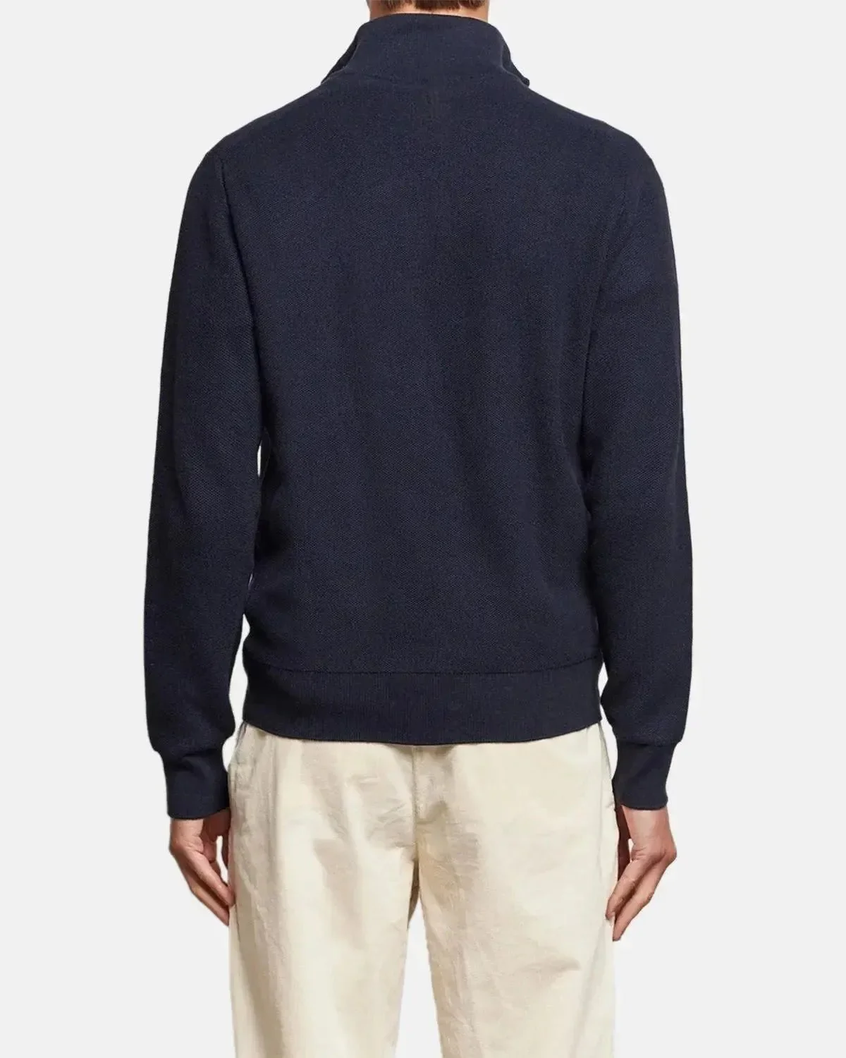 RALPH LAUREN MENS MESH KNIT COTTON 1/4 ZIP JUMPER HEATHER NAVY - Image 3
