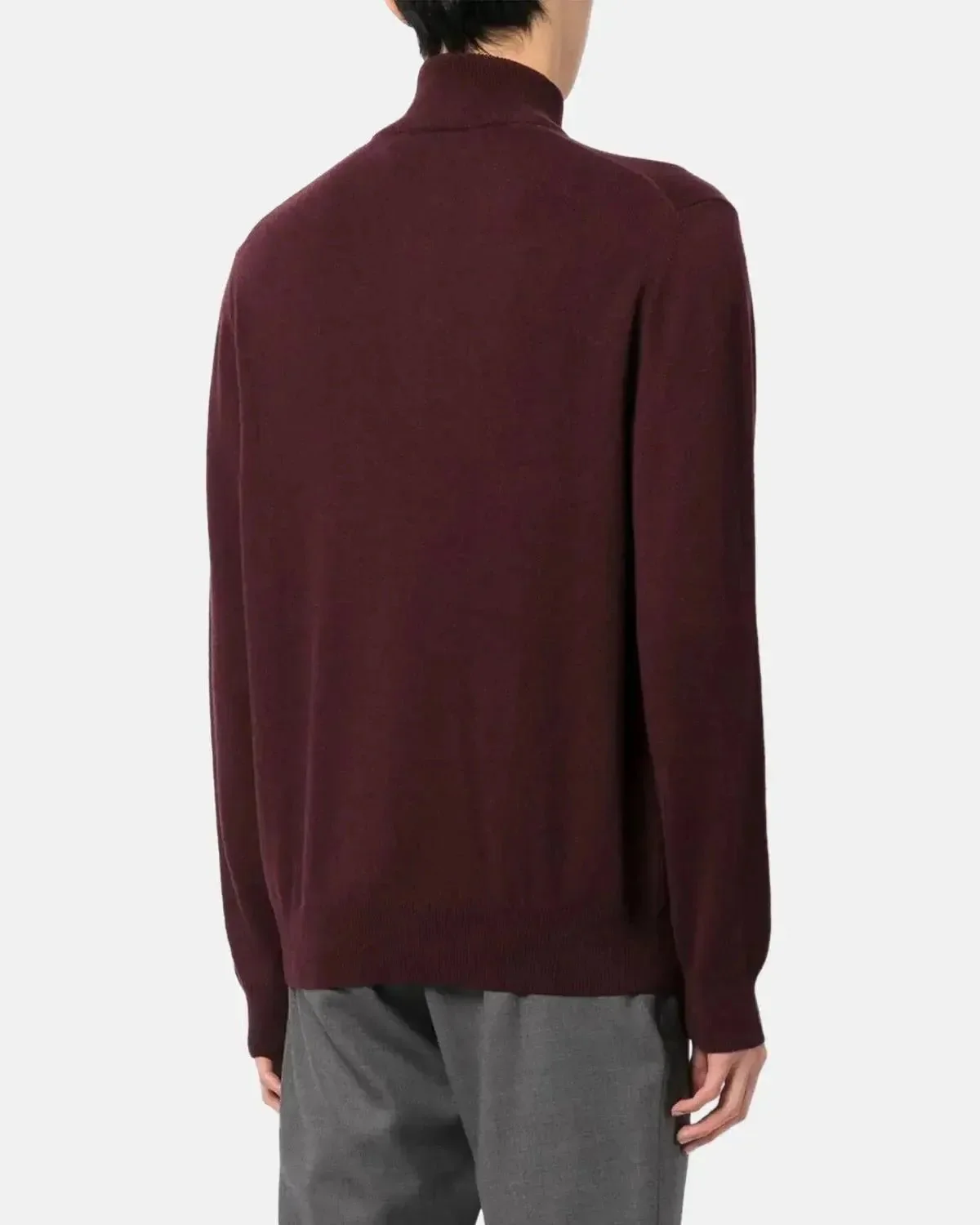 RALPH LAUREN MENS WOOL 1/4 ZIP JUMPER AGED WINE HEATHER - Image 3