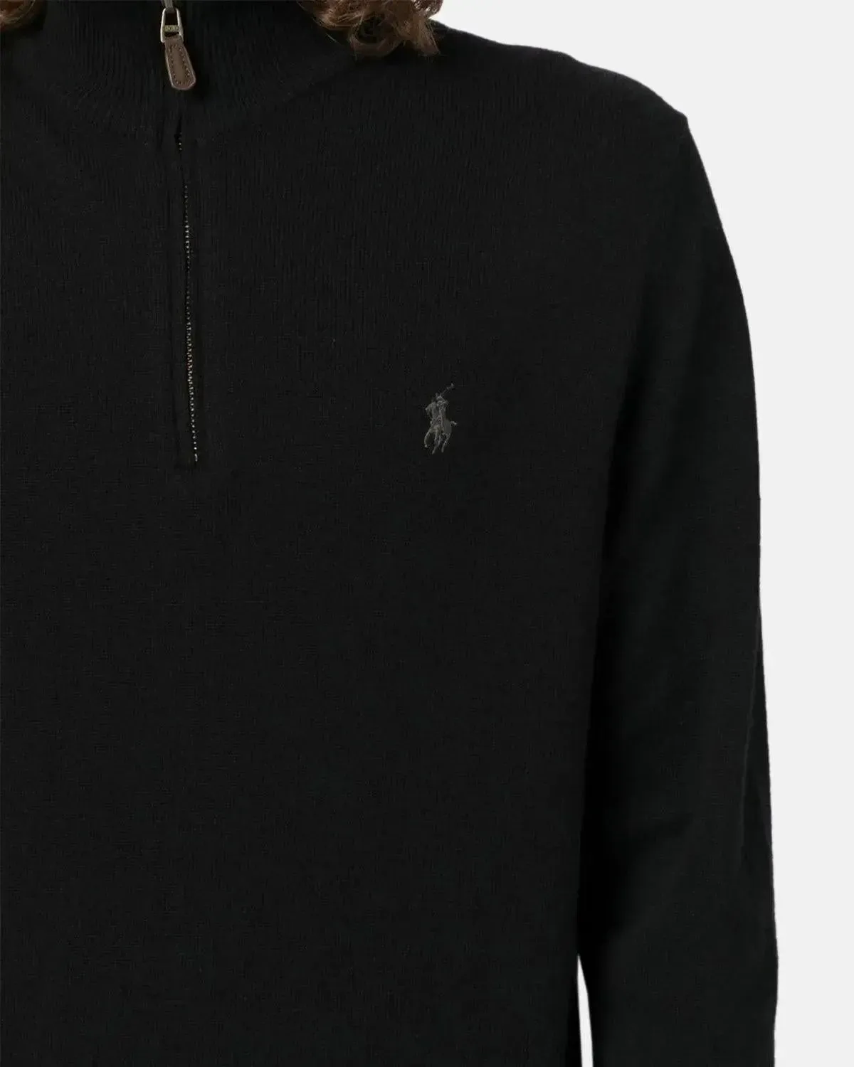 RALPH LAUREN MENS WOOL 1/4 ZIP JUMPER BLACK - Image 5