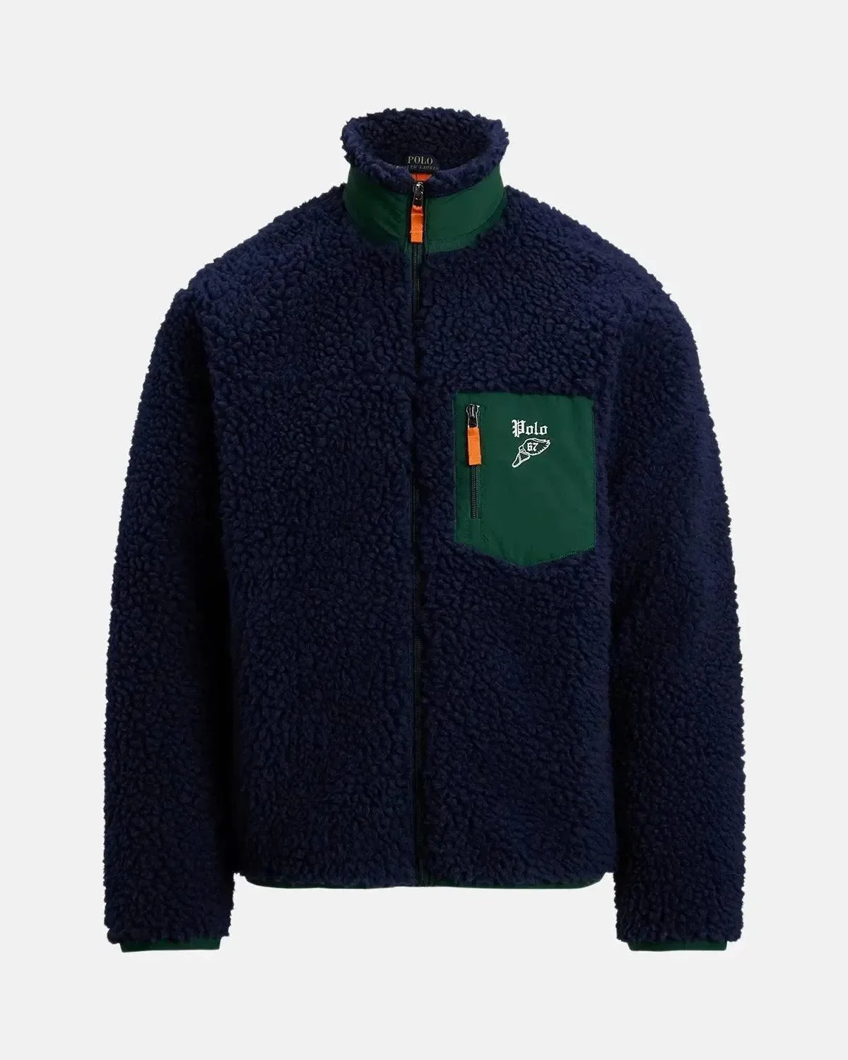 RALPH LAUREN MENS WOOL BORG LOGO SHERPA ZIP THROUGH FLEECE CRUISE NAVY - Image 4
