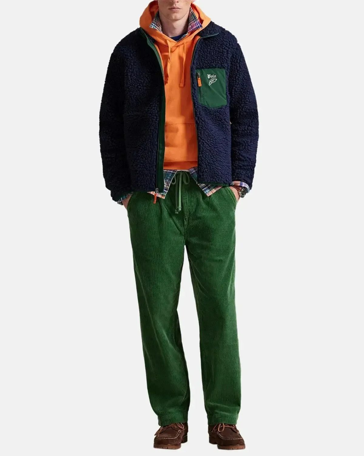 RALPH LAUREN MENS WOOL BORG LOGO SHERPA ZIP THROUGH FLEECE CRUISE NAVY - Image 5