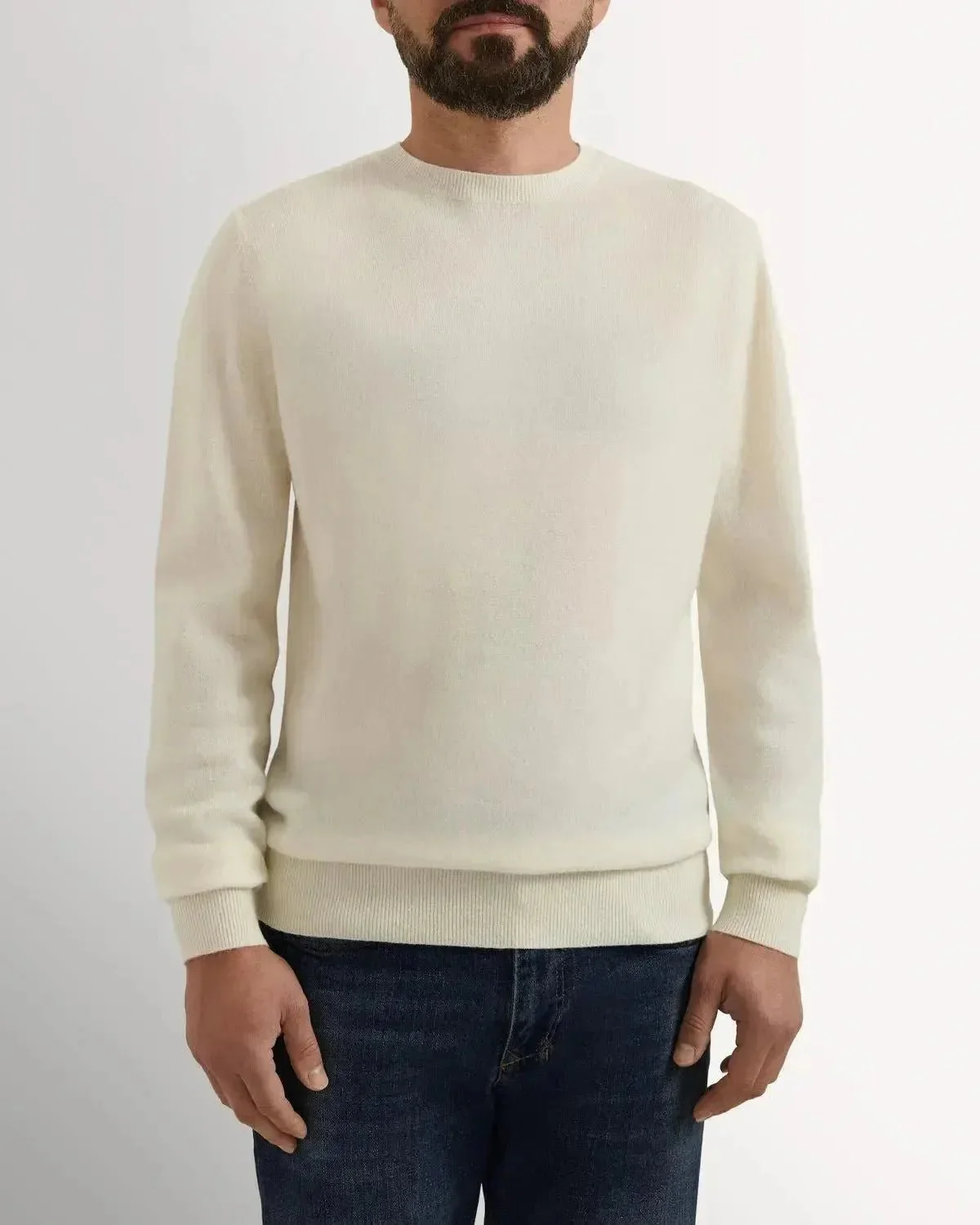 Richard James Cashmere Mix Crew Neck Knit Cream - Image 2