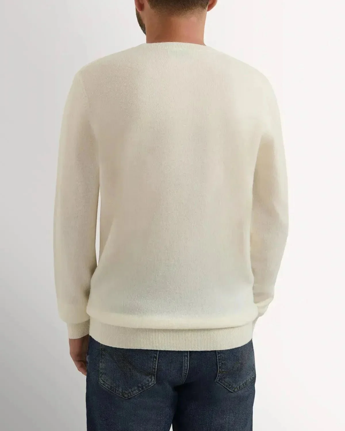 Richard James Cashmere Mix Crew Neck Knit Cream - Image 3