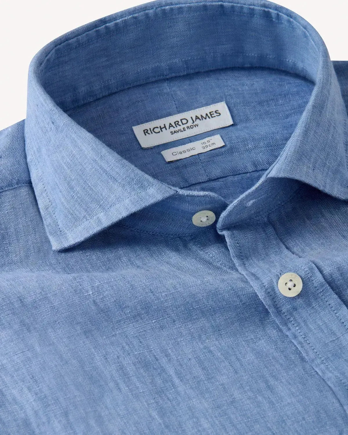 Richard James Classic Linen Shirt Denim - Image 2