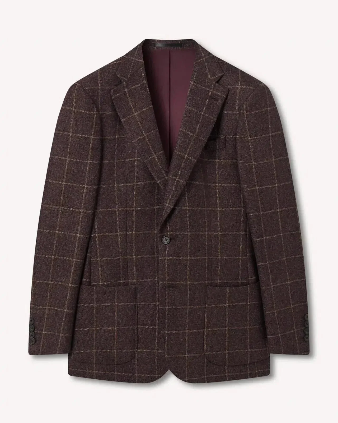 Richard James Large Window Check Tweed Jacket Brown Camel
