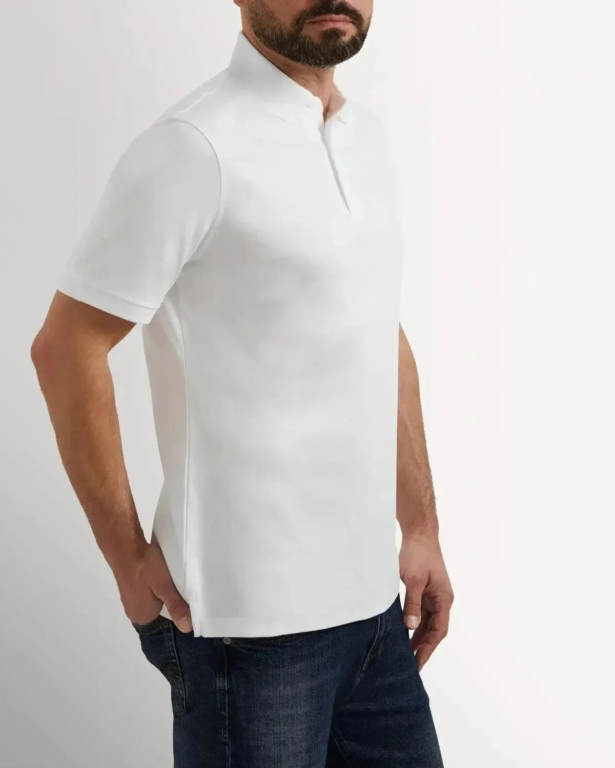 Richard James Mercerised Cotton Polo Shirt White - Image 3