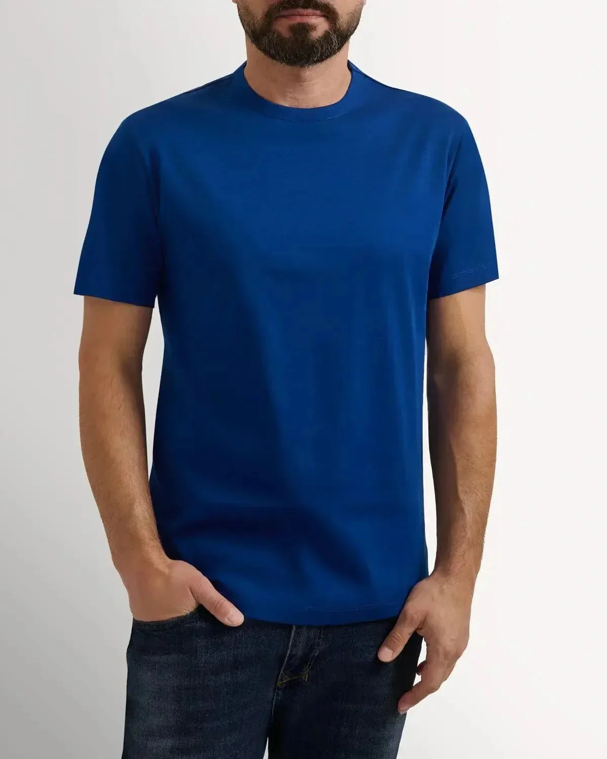 Richard James Mercerised Cotton T-Shirt Air Force Blue - Image 2