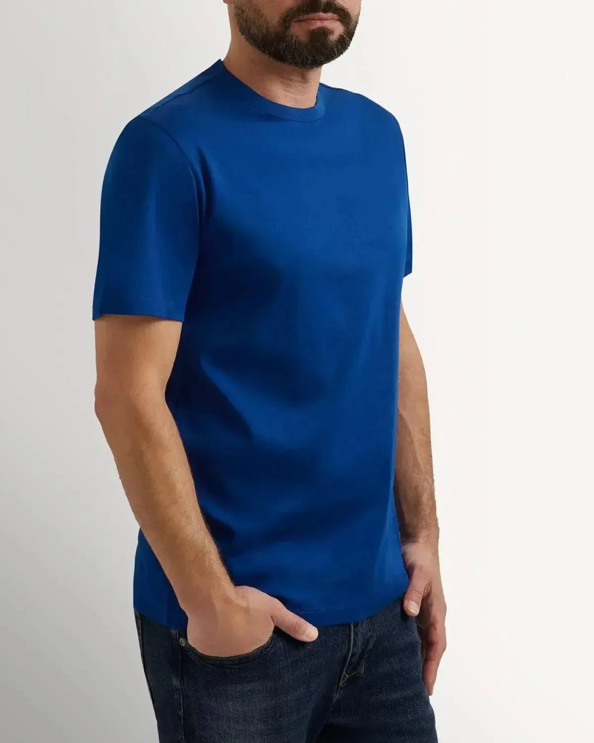 Richard James Mercerised Cotton T-Shirt Air Force Blue - Image 3