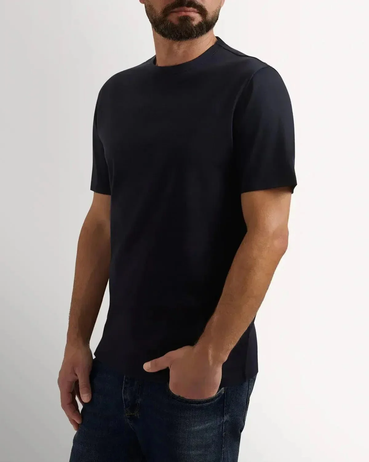 Richard James Mercerised Cotton T-Shirt Navy - Image 3