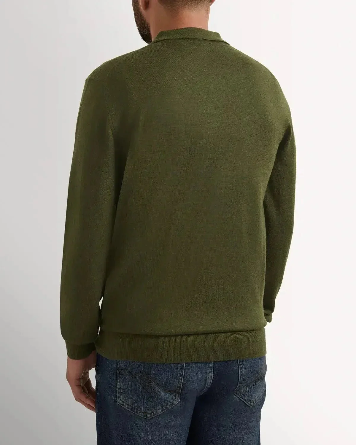 Richard James Merino Wool Collared Knit Sage - Image 3