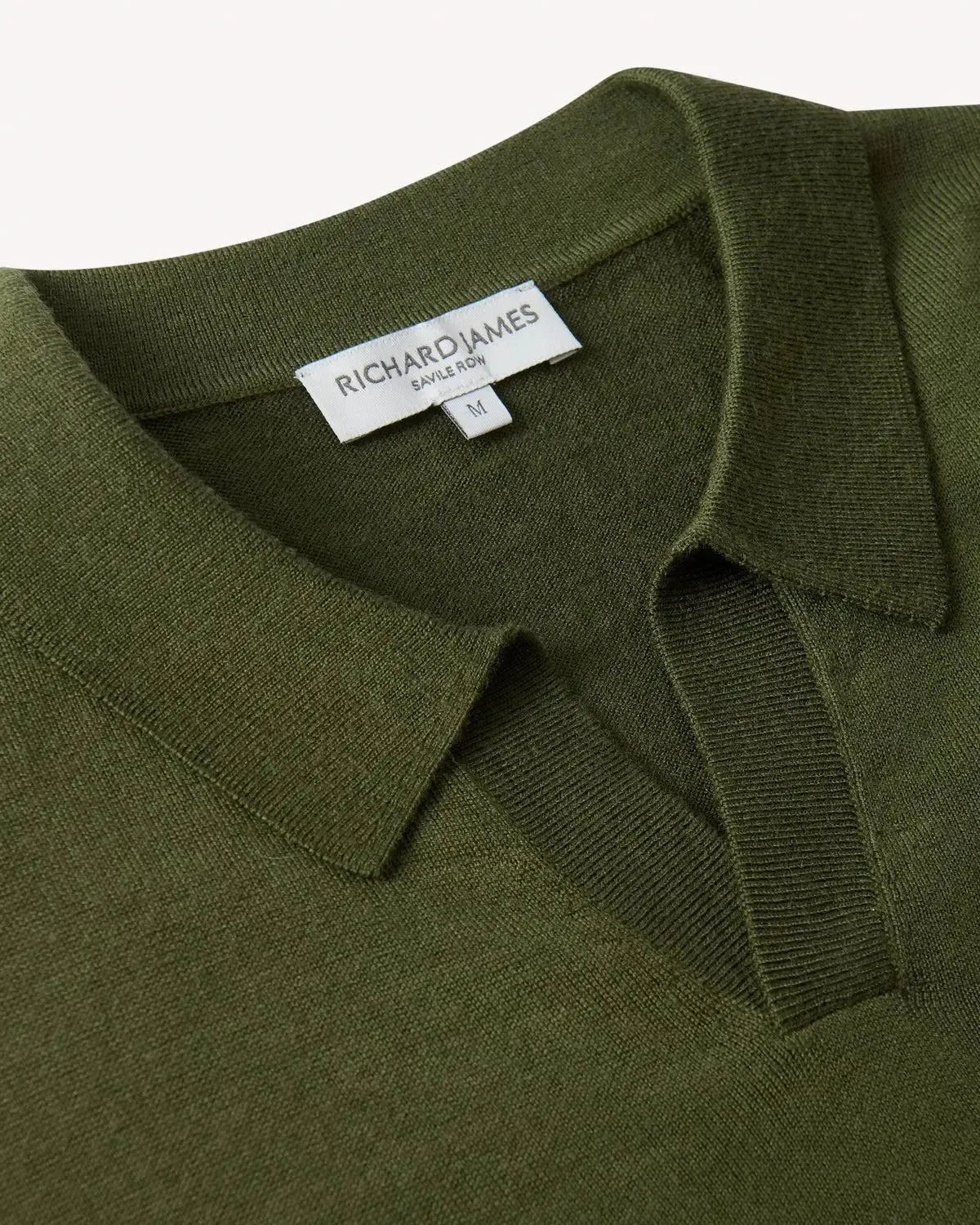 Richard James Merino Wool Collared Knit Sage - Image 4