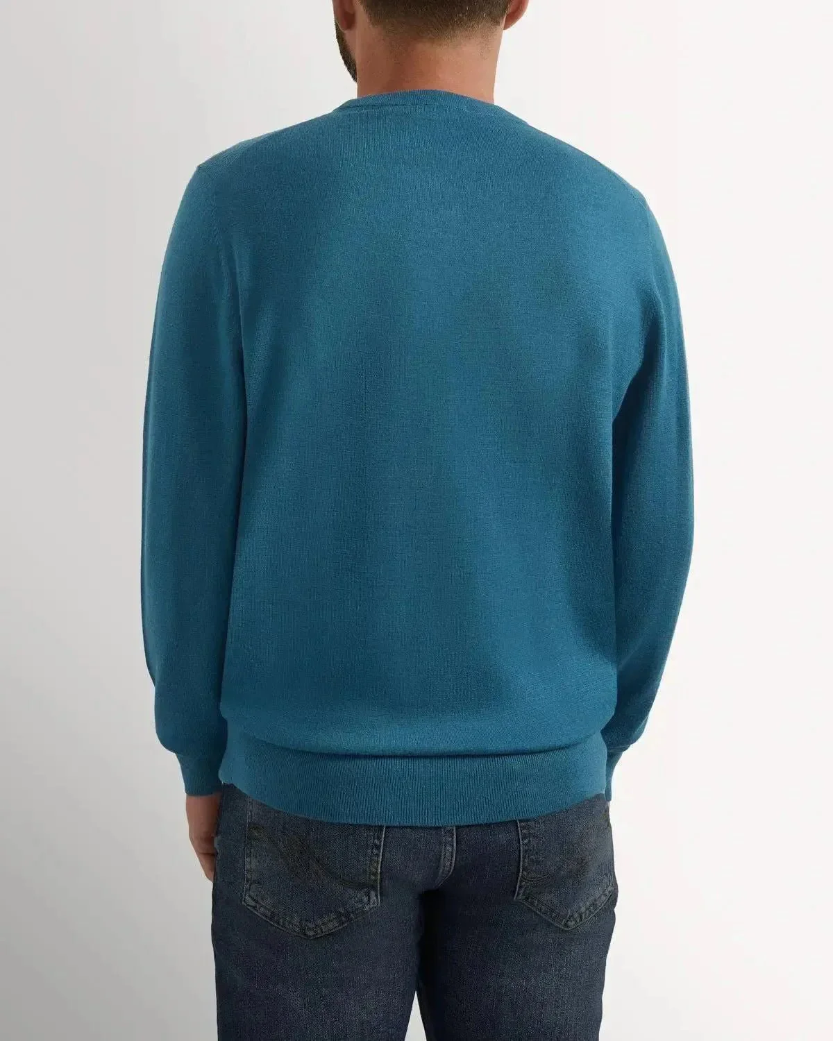 Richard James Merino Wool Crew Neck Knit Cobalt - Image 3