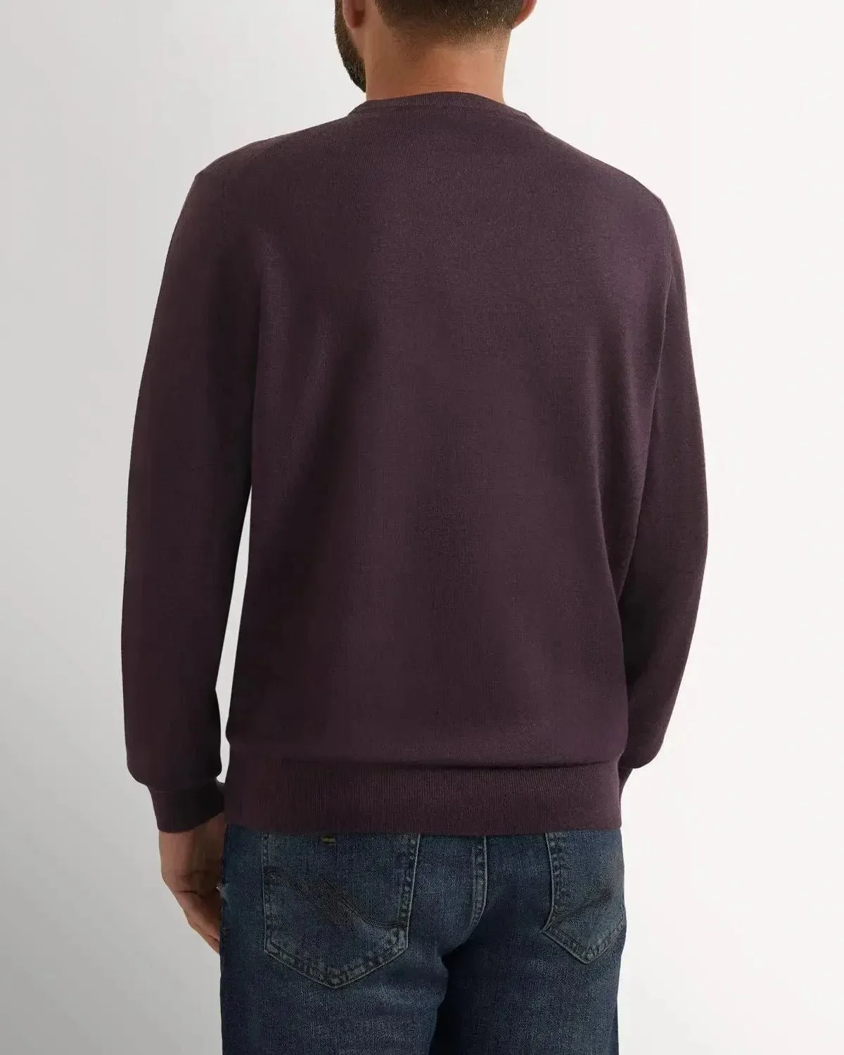 Richard James Merino Wool Crew Neck Knit Plum - Image 3