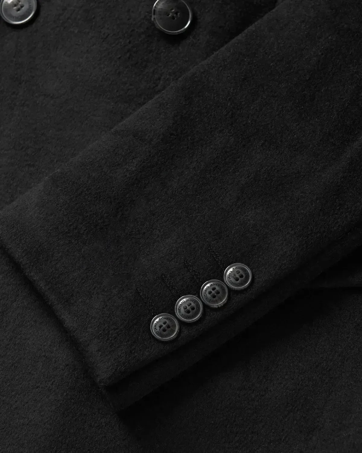 Richard James Wool Cashmere DB Overcoat Black - Image 5