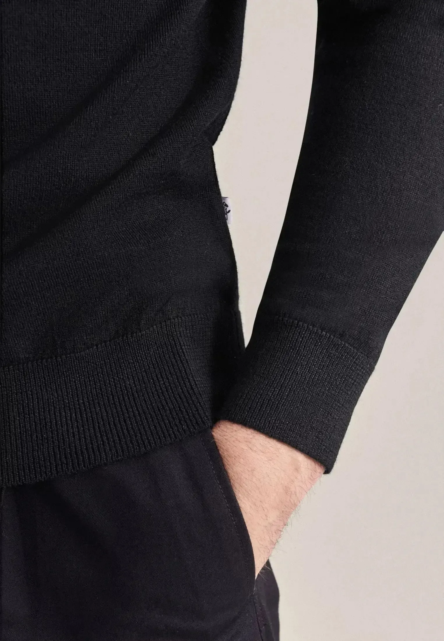 Seidensticker Mens Merino Wool Roll Neck Knit Black - Image 5