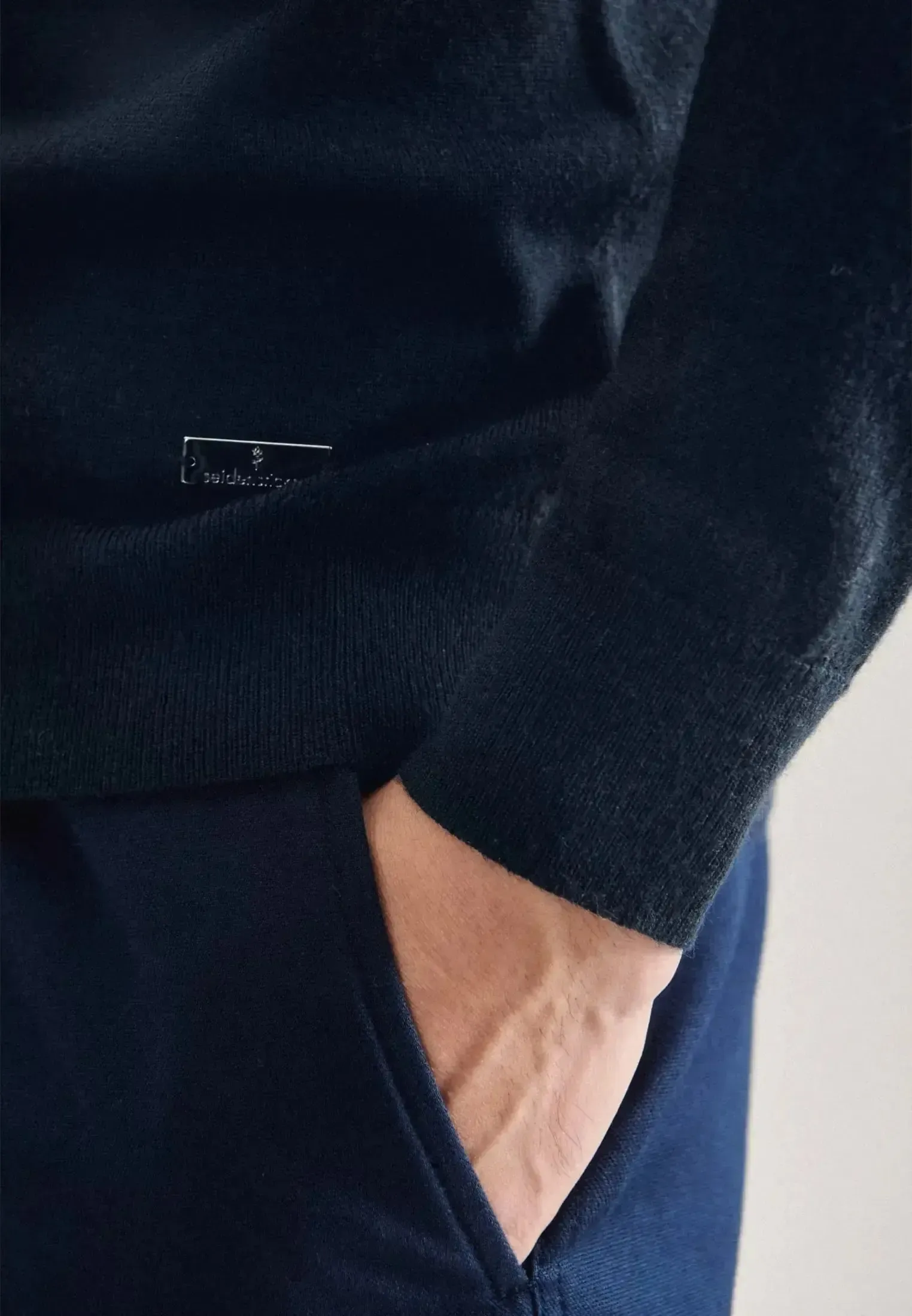 Seidensticker Mens Merino Wool Roll Neck Knit Dark Blue - Image 5