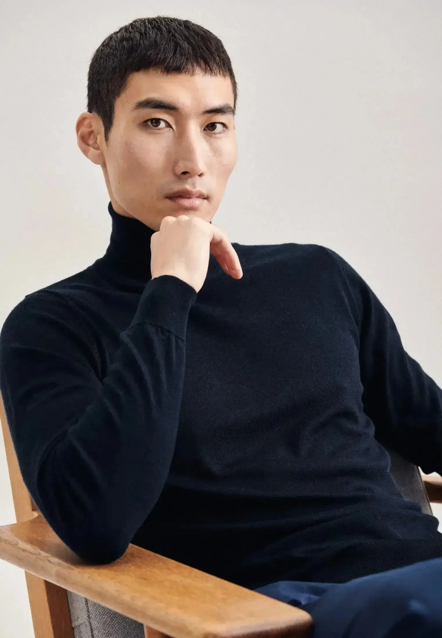 Seidensticker Mens Merino Wool Roll Neck Knit Dark Blue - Image 6