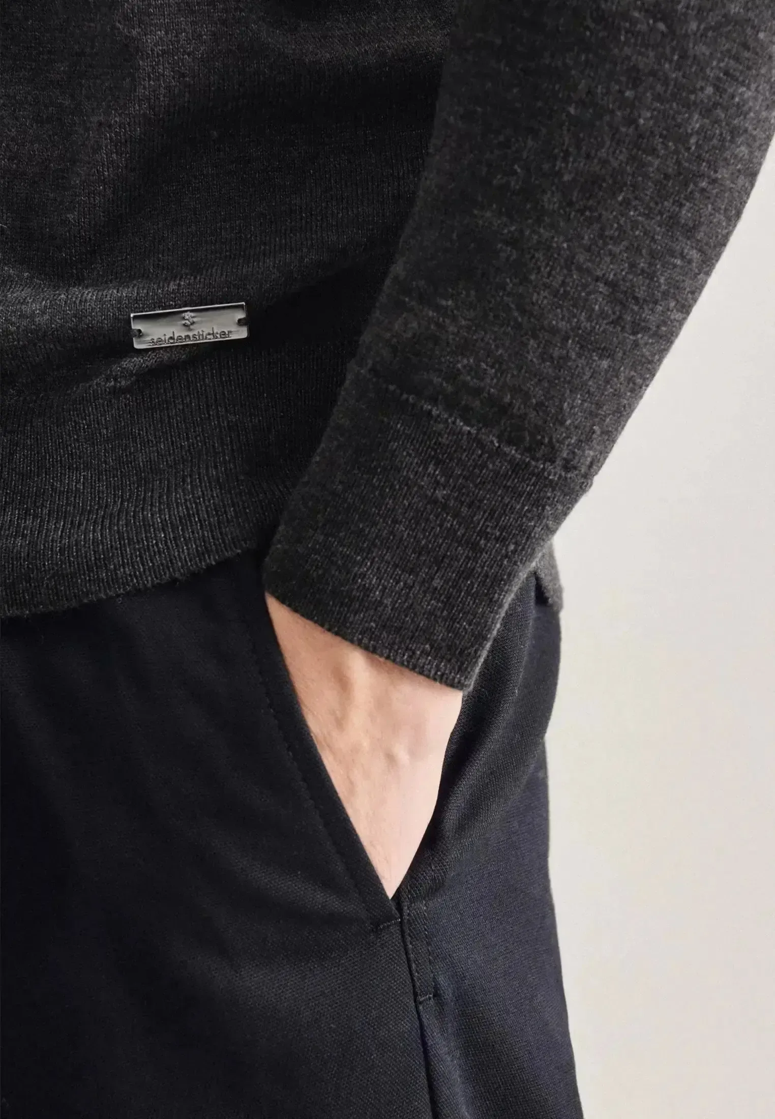 Seidensticker Mens Merino Wool Roll Neck Knit Grey - Image 4