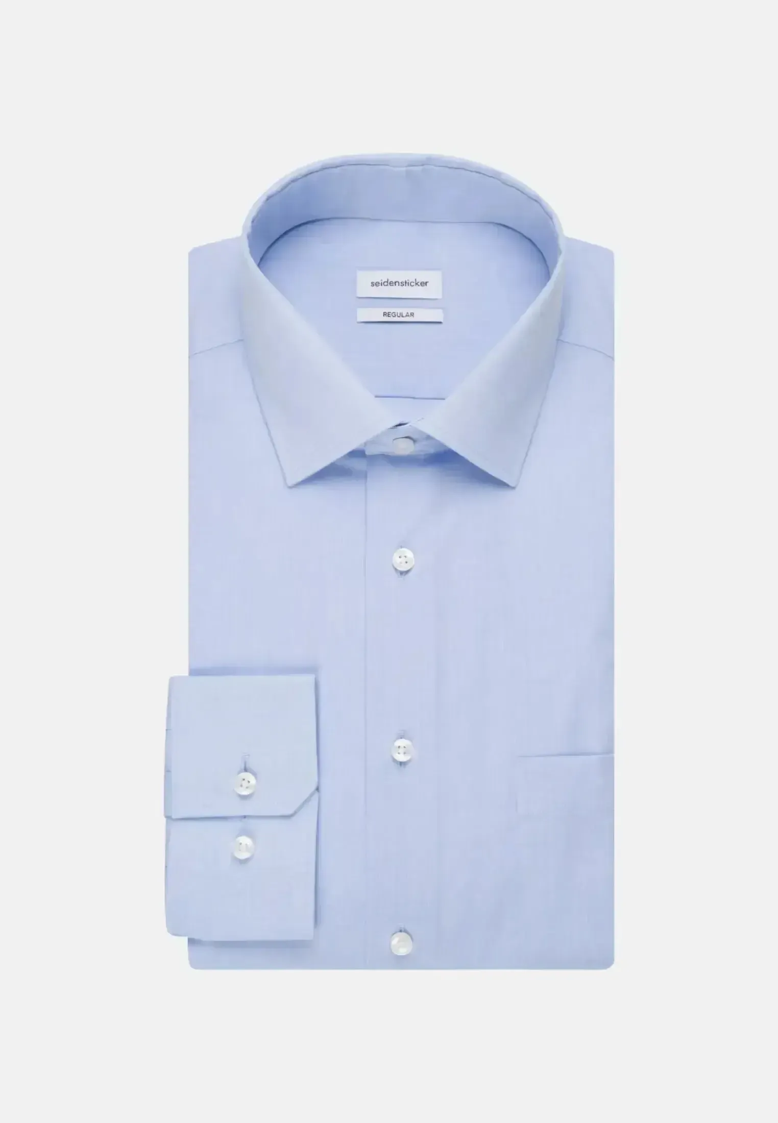 Seidensticker Mens Regular Fit No Iron Kent Collar Business Shirt Light Blue - Image 7
