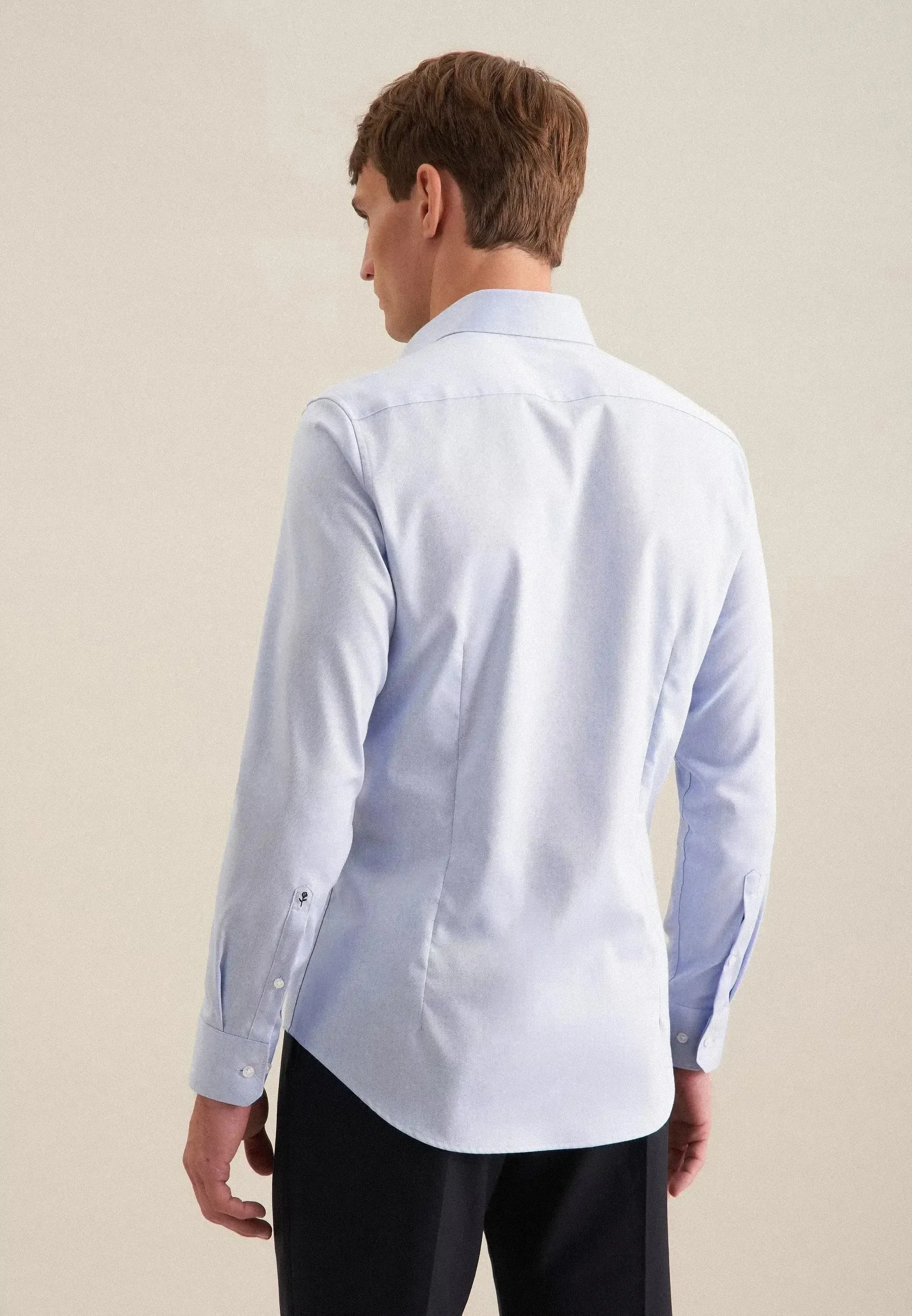 Seidensticker Mens Regular Fit No Iron New Kent Combi Cuff Business Shirt Light Blue - Image 3