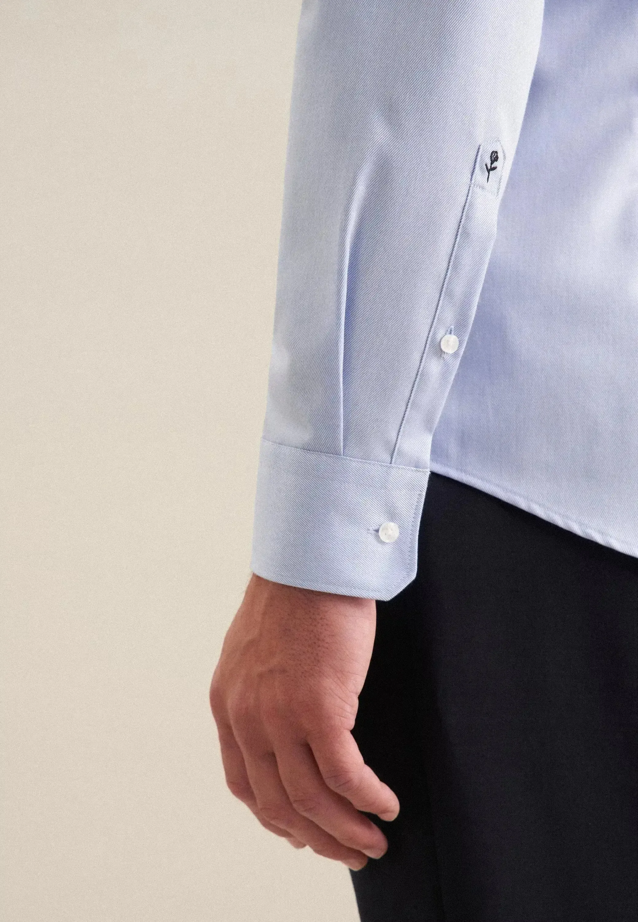 Seidensticker Mens Regular Fit No Iron New Kent Combi Cuff Business Shirt Light Blue - Image 5