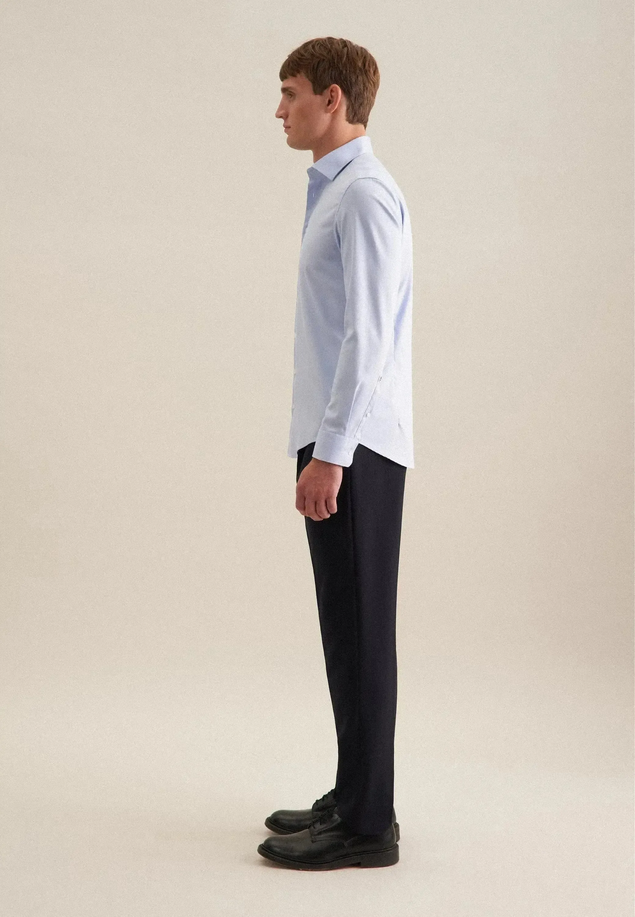 Seidensticker Mens Regular Fit No Iron New Kent Combi Cuff Business Shirt Light Blue - Image 7