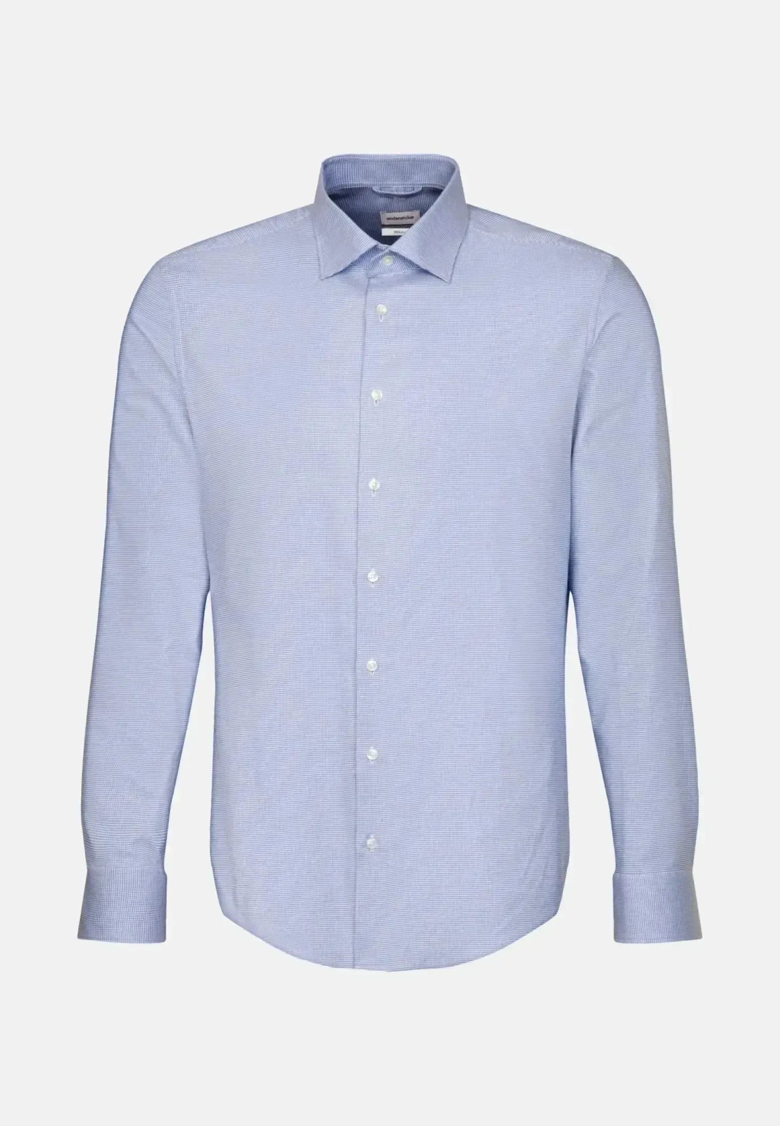 Seidensticker Mens Regular Fit No Iron New Kent Structured Business Shirt Light Blue