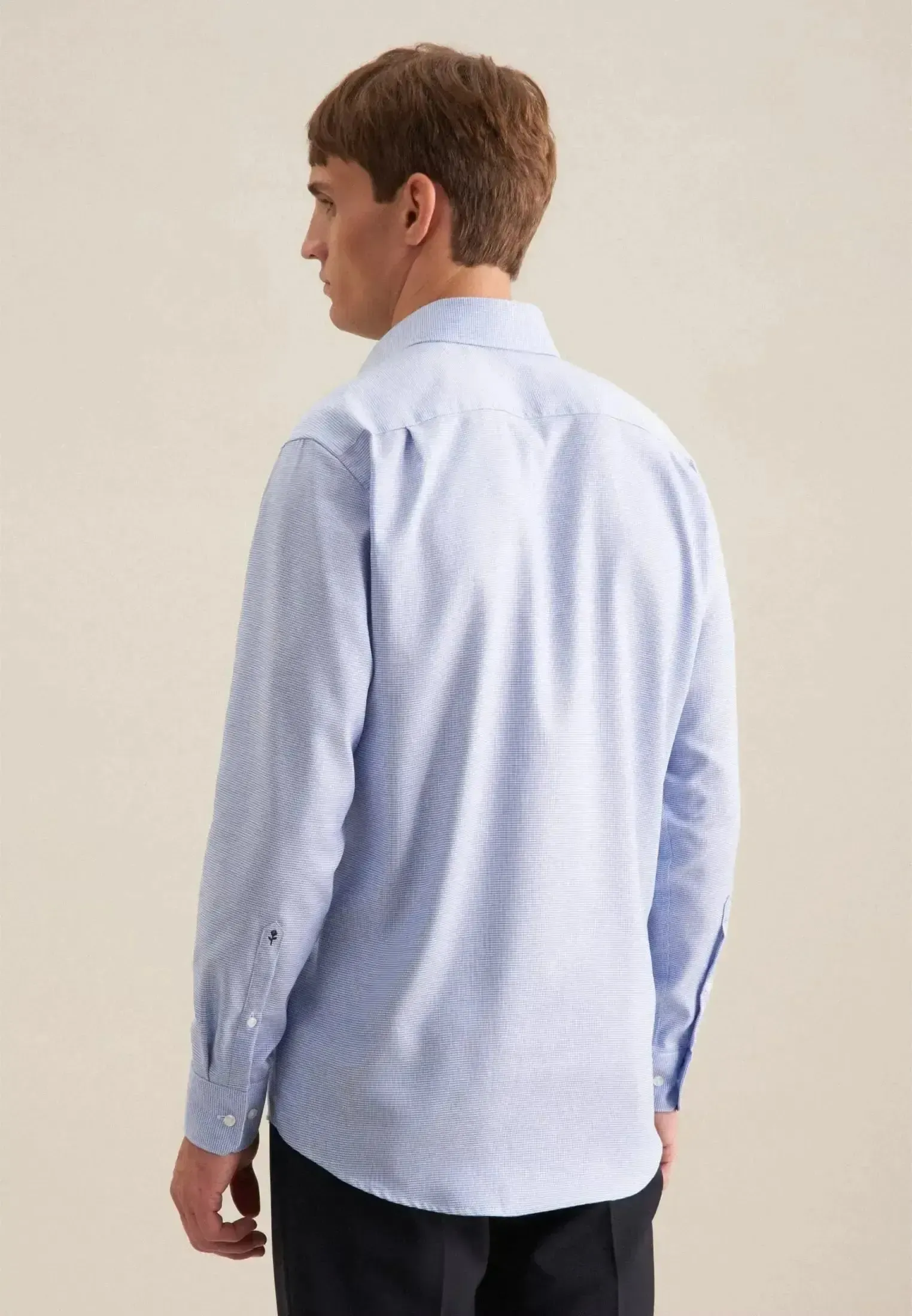 Seidensticker Mens Regular Fit No Iron New Kent Structured Business Shirt Light Blue - Image 3