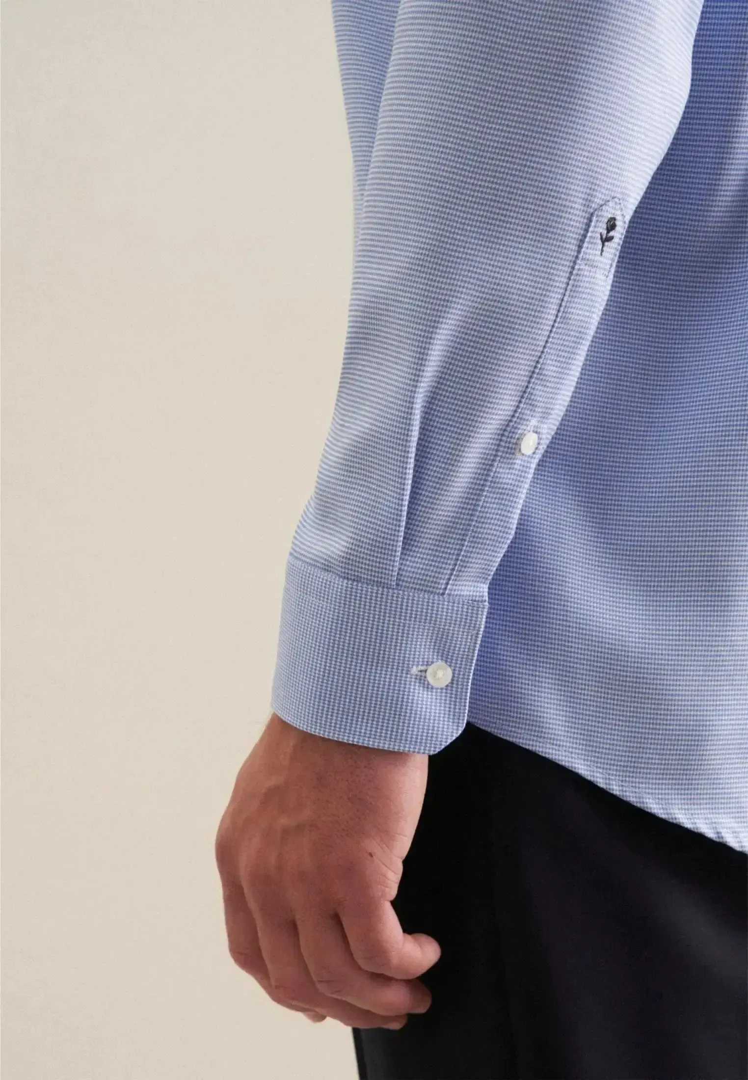 Seidensticker Mens Regular Fit No Iron New Kent Structured Business Shirt Light Blue - Image 5