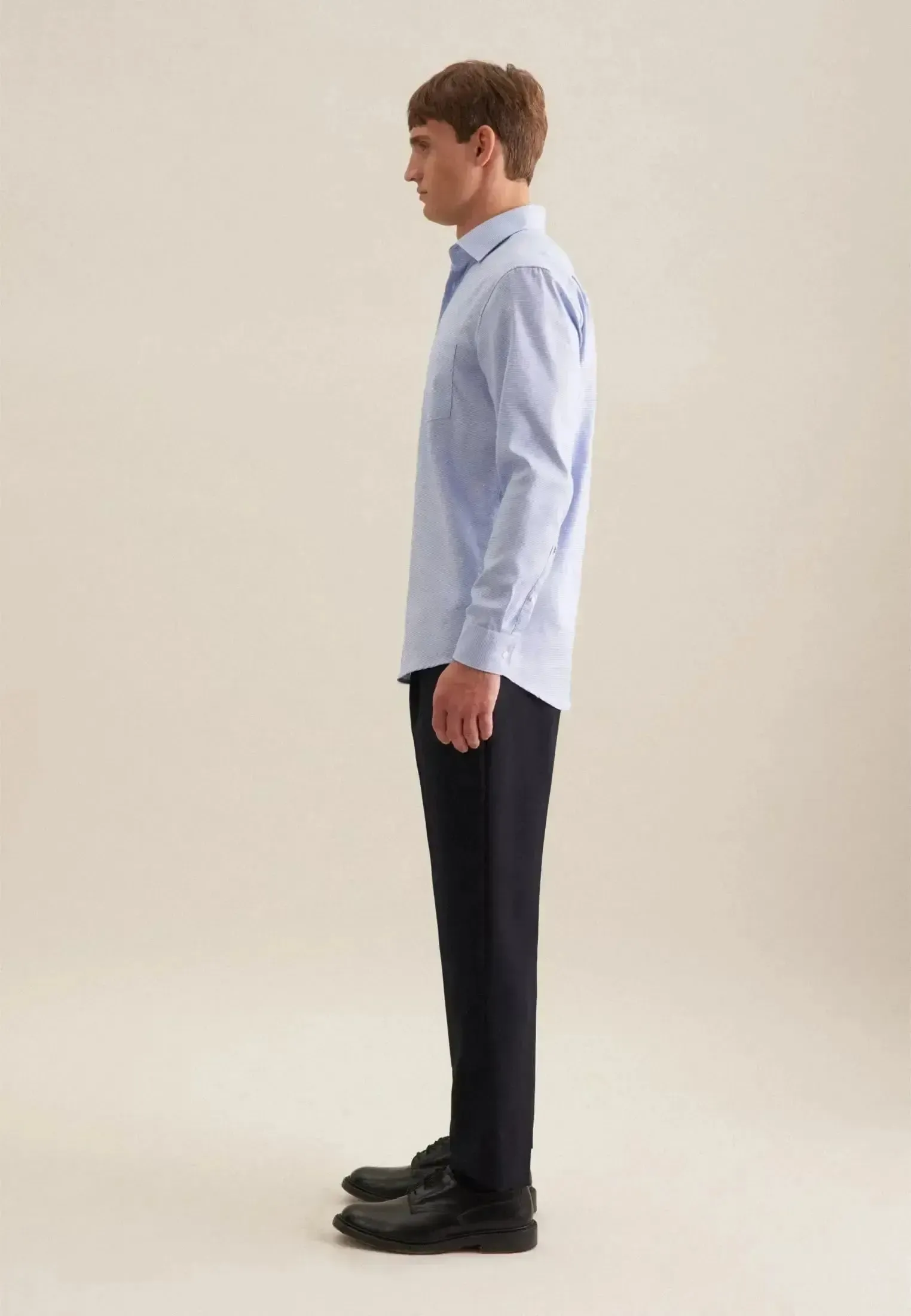 Seidensticker Mens Regular Fit No Iron New Kent Structured Business Shirt Light Blue - Image 7