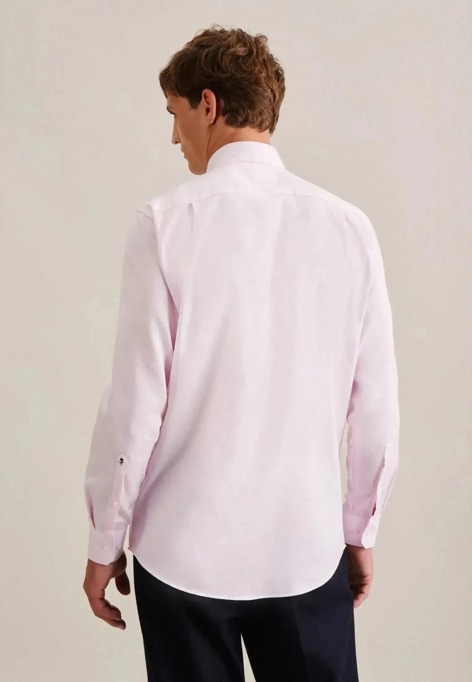Seidensticker Mens Regular Fit No Iron New Kent Structured Business Shirt Pink - Image 3
