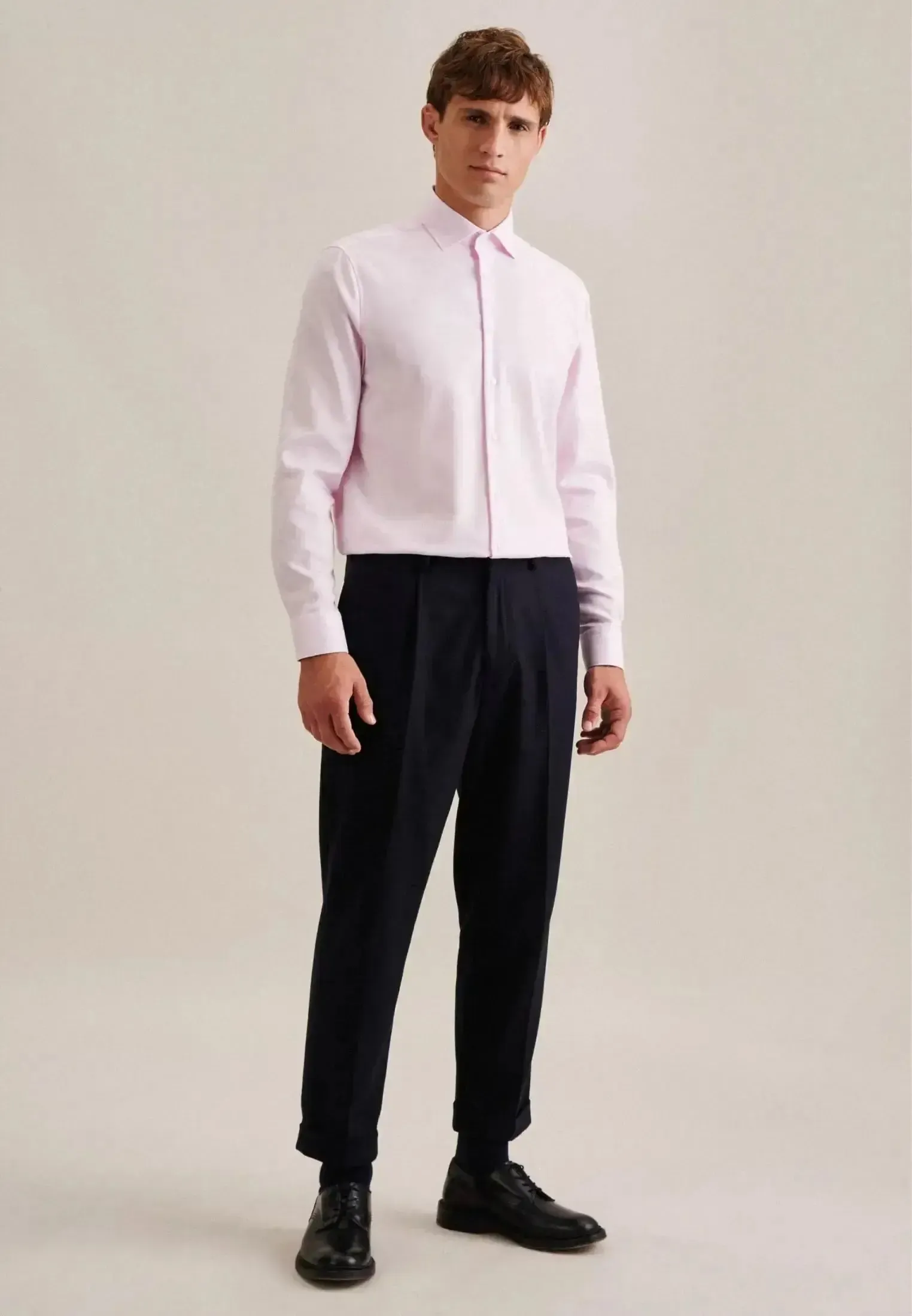 Seidensticker Mens Regular Fit No Iron New Kent Structured Business Shirt Pink - Image 6
